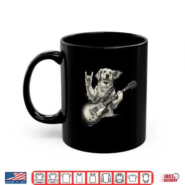 Mug Golden Retriever Playing Guitar Rock Music Dog Mom Dad Shirt