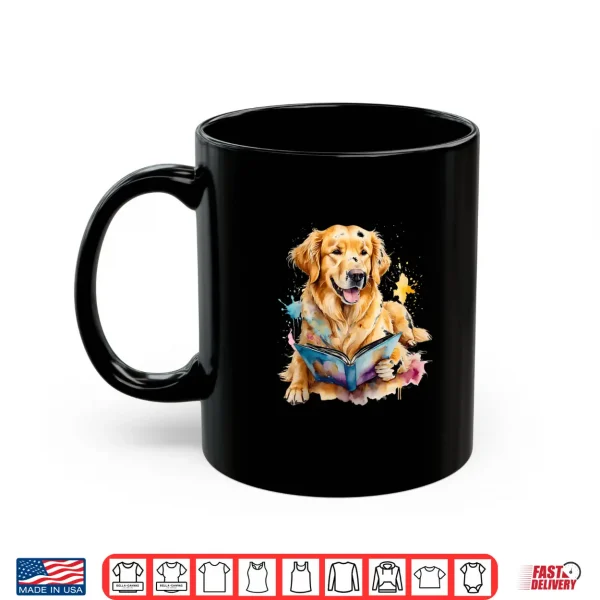 Mug Golden Retriever Reading Dog Animal Art Print Graphic Shirt