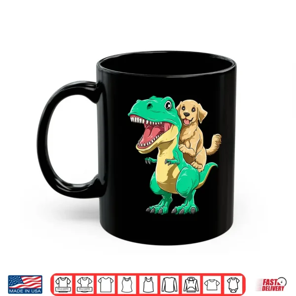 Mug Golden Retriever Riding Dinosaur T Rex Golden Retriever Shirt