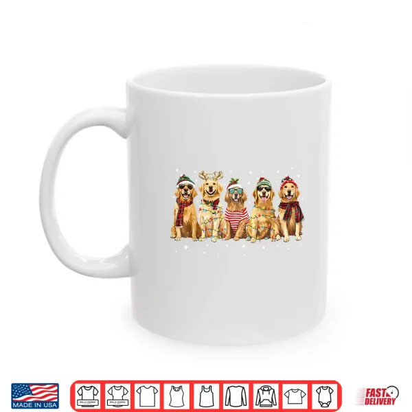Mug Golden Retriever Santa Christmas Lights Xmas Dog Lover Shirt