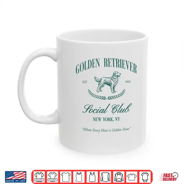 Mug Golden Retriever Social Club Preppy Dog Mom Retro 80s 90s Shirt