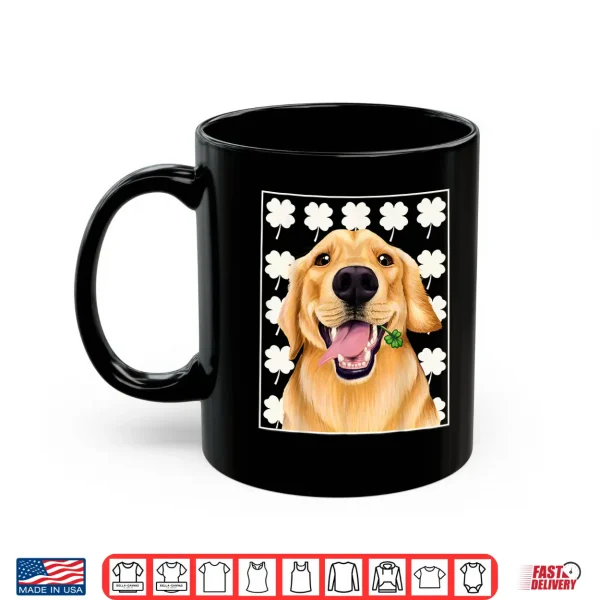 Mug Golden Retriever St. Patricks day shirt with clovers