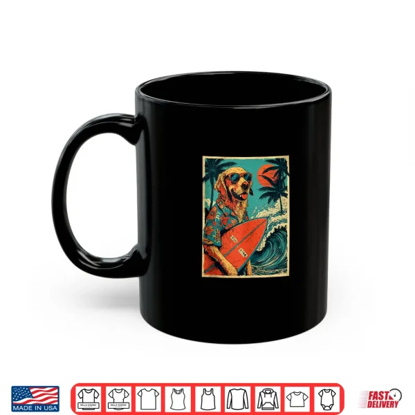 Mug Golden Retriever Surfer Dog Hawaiian Sunset Beach Summer Shirt