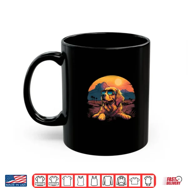 Mug Golden Retriever With Retro Sunset Sunglasses Vintage Gifts Shirt