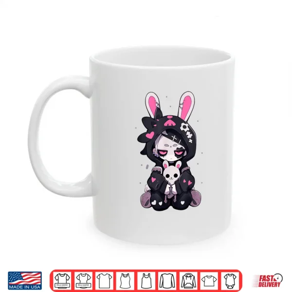 Mug Goth Bunny Anime Girl Cute E Girl Gothic Outfit Grunge Shirt
