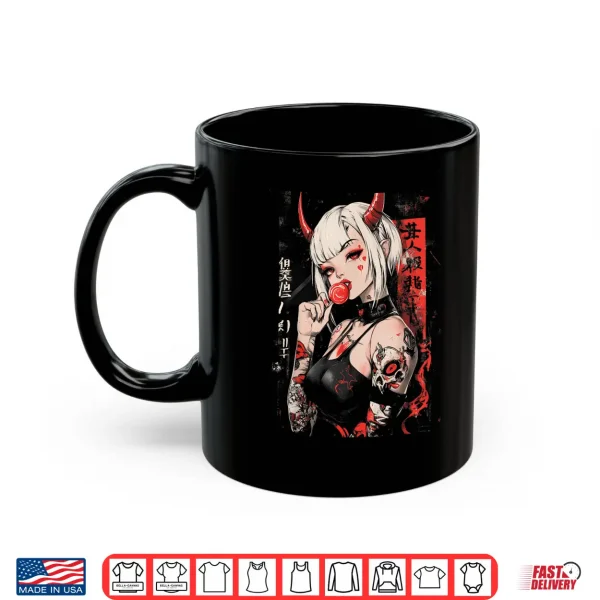 Mug Goth Grunge Girl Waifu Demon Anime Horror Alt Aesthetic Shirt