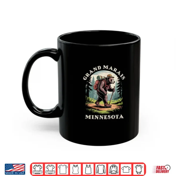 Mug Grand Marais Minnesota Hiking Trail Adventure Bear Shirt
