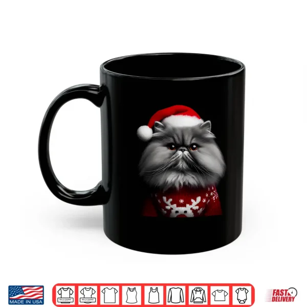 Mug Gray Persian Cat With Santa Hat Christmas Xmas Owner Lover Shirt