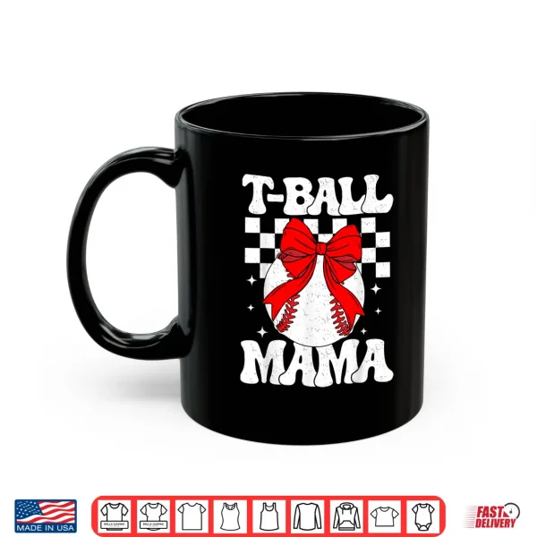 Mug Groovy Tball Mom Softball T Ball Mama Checkered Mothers Day Shirt