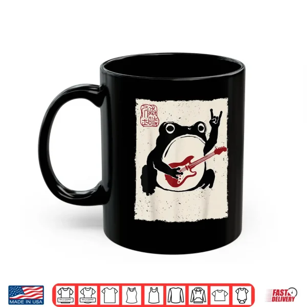 Mug Grumpy Frog Funny Guitar Rock Music Anime Japanese Shirt