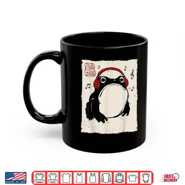 Mug Grumpy Frog Funny Music Headset Anime Japanese Shirt