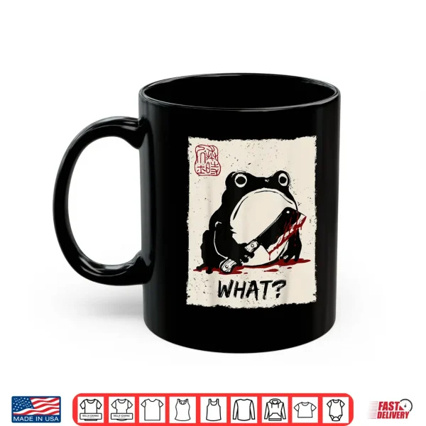 Mug Grumpy Frog Funny What Creepy Frog Knife Anime Japanese Shirt 2