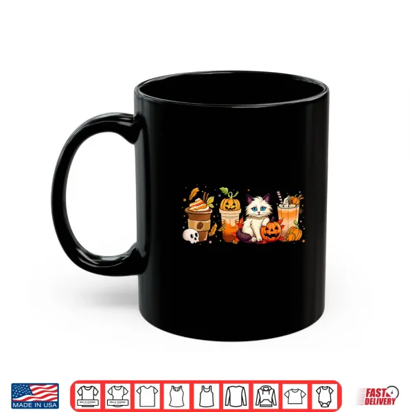 Mug Halloween Ragdoll Cat Pumpkin Spice Latte Syrup Creamer Shirt