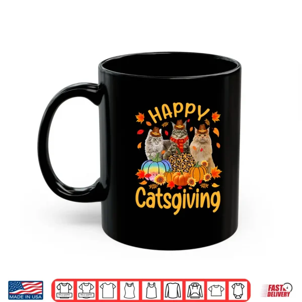 Mug Happy Catsgiving Maine Coon Cats Autumn Vibes Thanksgiving Shirt