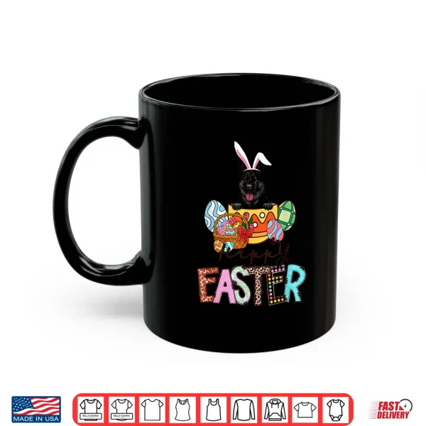 Mug Happy Easter Peeking Black German Shepherd Bunny Ear Dog Shirt