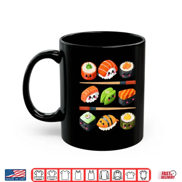 Mug Happy Sushi Anime Kawaii Set Japanese Food Lover Otaku Manga Shirt