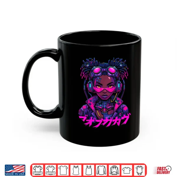Mug Harajuku Cyberpunk Black Girl Anime Manga Waifu Japanese Shirt