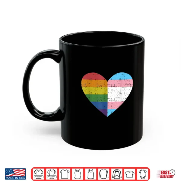 Mug Heart With Rainbow And Transgender Flag For Pride Month Shirt