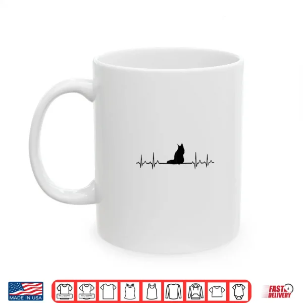 Mug Heartbeat ECG Pulse Maine Coon Cat Shirt