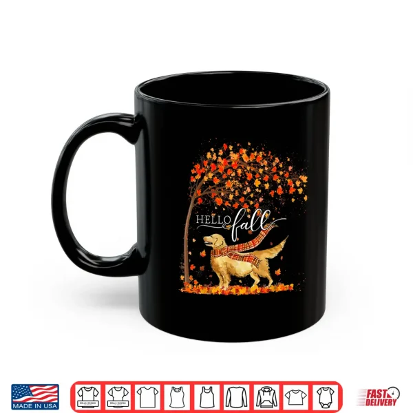 Mug Hello Fall Tree Thanksgiving Dog Lover Golden Retriever Shirt