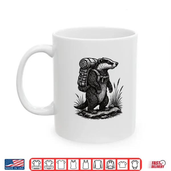 Mug Hiking Badger Backpacking Animals Funny Cottagecore Shirt
