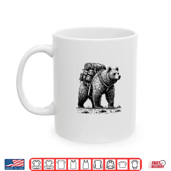 Mug Hiking Grizzly Bear Backpacking Animals Funny Cottagecore Shirt