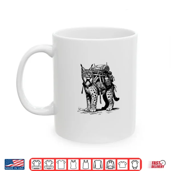 Mug Hiking Lynx Backpacking Animals Funny Cottagecore Shirt