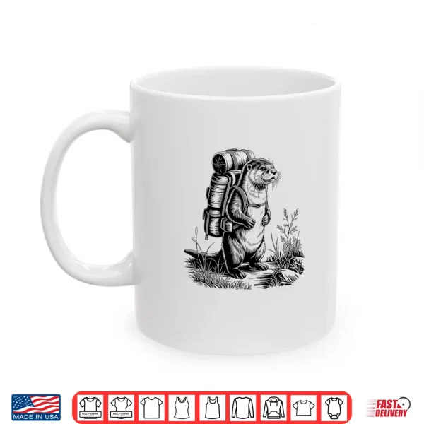 Mug Hiking River Otter Backpacking Animals Funny Men Women Shirt