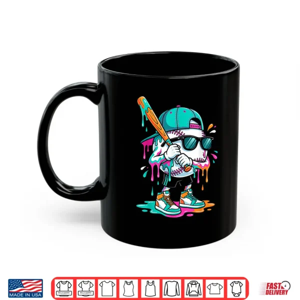 Mug Ice Cream Baseball Drip for Boys Shirt Dripping Baseball Kid Shirt