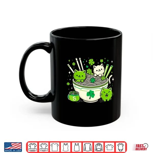 Mug Irish Ramen Cats Cute Anime St Patricks Day Women Girls Shirt