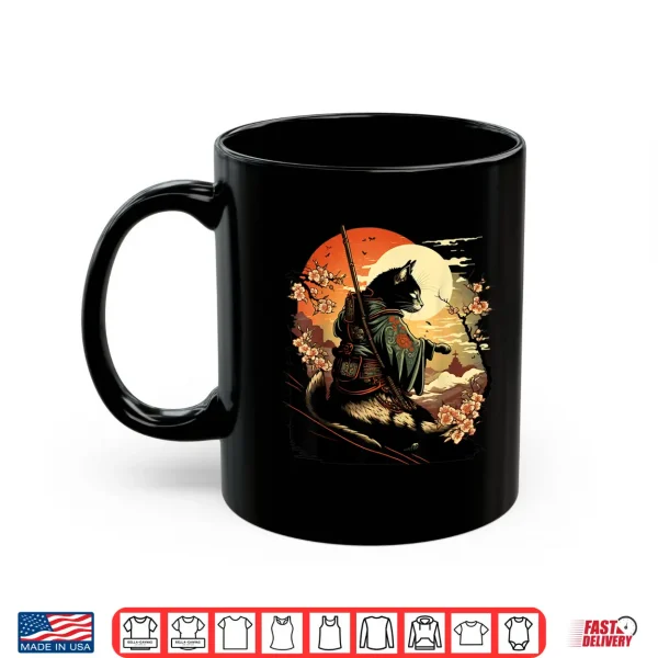 Mug Japanese Art Cat Ninja Ukiyo e Anime Style Samurai Cat Shirt 2