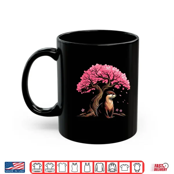 Mug Japanese Otter Cherry Blossoms Kawaii Sakura Art Shirt