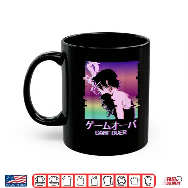 Mug Japanese Vaporwave Sad Anime Girl Game Over Aesthetic Shirt