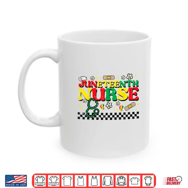 Mug Juneteenth Nurse Groovy Retro African Scrub Top Black Women Shirt