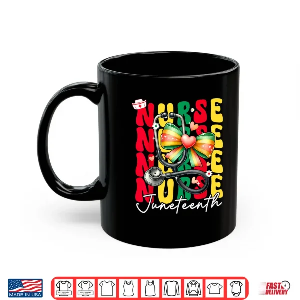 Mug Juneteenth Scrubs Groovy African Bow Juneteenth Nurse Women Shirt