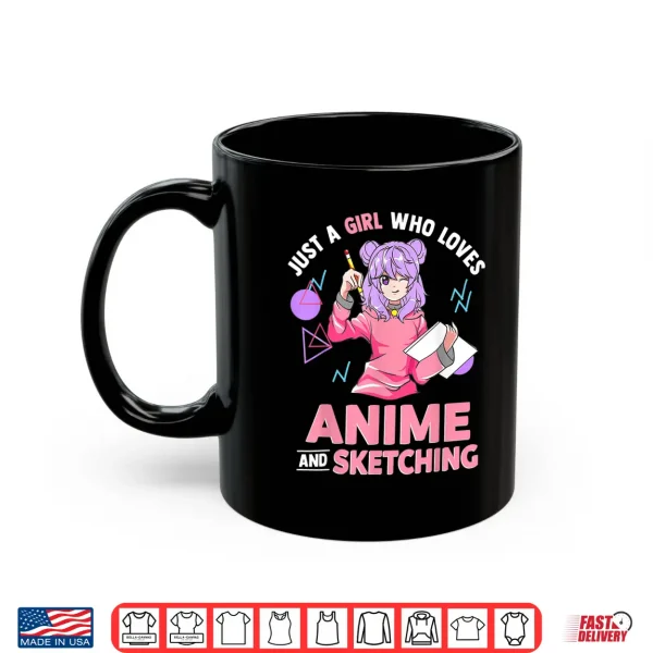 Mug Just A Girl Who Loves Anime and Sketching Drawing Art Gift Shirt 2