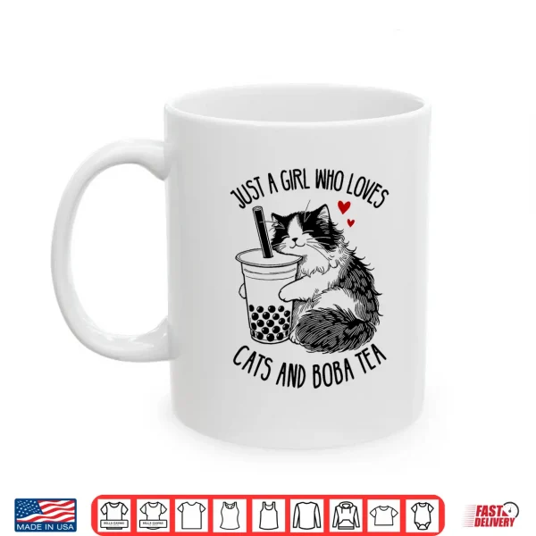 Mug Just A Girl Who Loves Cats and Boba Tea Ragdoll Cat Lover Shirt