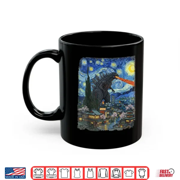 Mug Kaiju Monster Japanese Vangogh starrynight Vintage Shirt