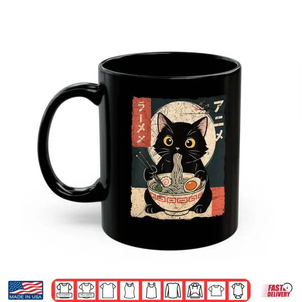 Mug Kawaii Anime Cat Ramen Japanese Graphic Men Women Teens Shirt