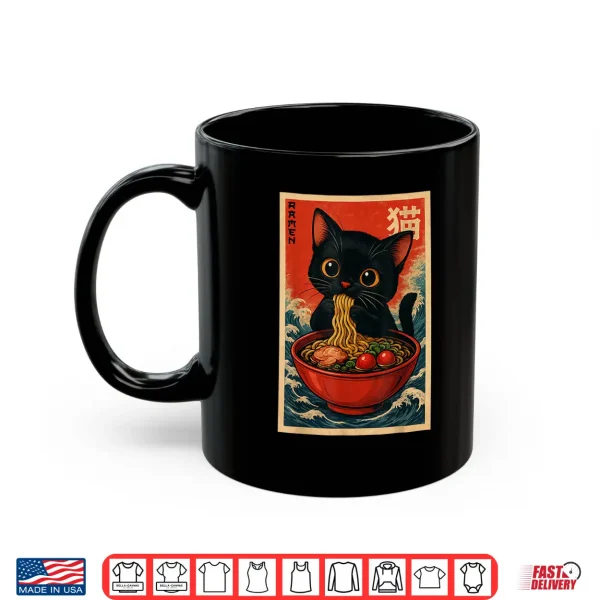 Mug Kawaii Anime Cat Ramen Japanese Graphic Tees Men Women Teens Shirt