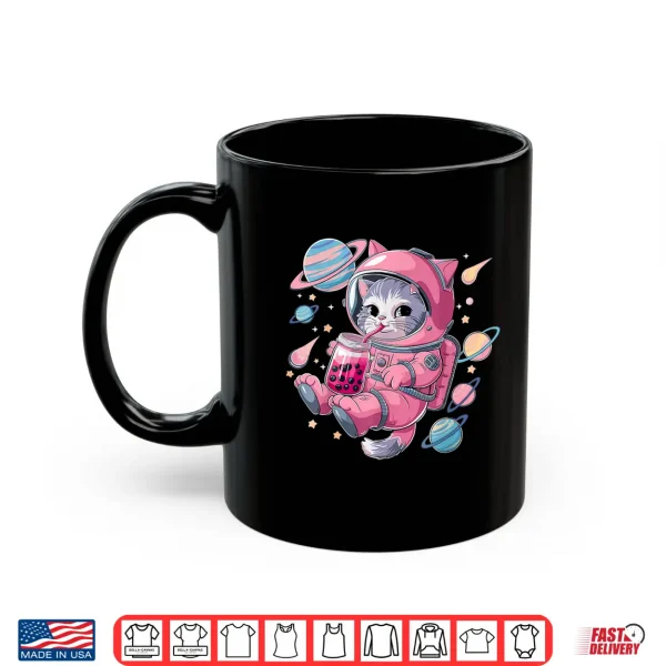 Mug Kawaii Cat Bubble Boba Tea Space Astronaut Anime Girls Shirt