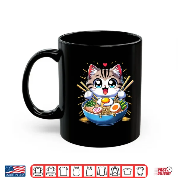 Mug Kawaii Cat Japanese Anime Manga Cat Ramen Shirt