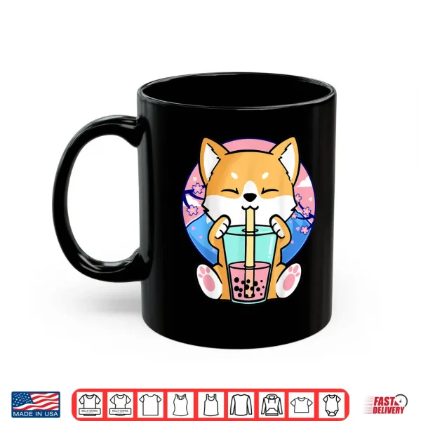 Mug Kawaii Corgi Dog Bubble Tea Boba Anime Neko Japanese Kids Shirt 2