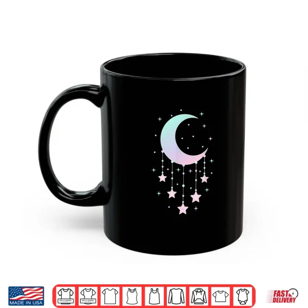 Mug Kawaii Crescent Moon with Hanging Stars Pastel Anime Cute Shirt