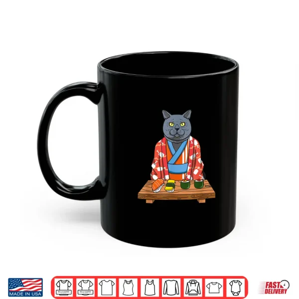 Mug Kawaii Japanese British Shorthair Cat Kimono Sushi Shirt