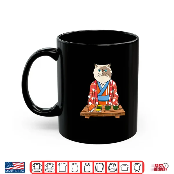 Mug Kawaii Japanese Persian Cat Kimono Sushi Shirt