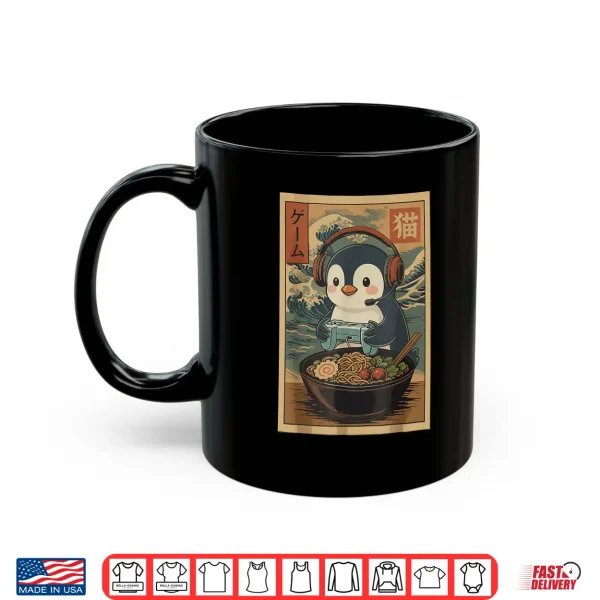 Mug Kawaii Japanese Ramen Penguin Retro Gaming Shirts for Men Shirt