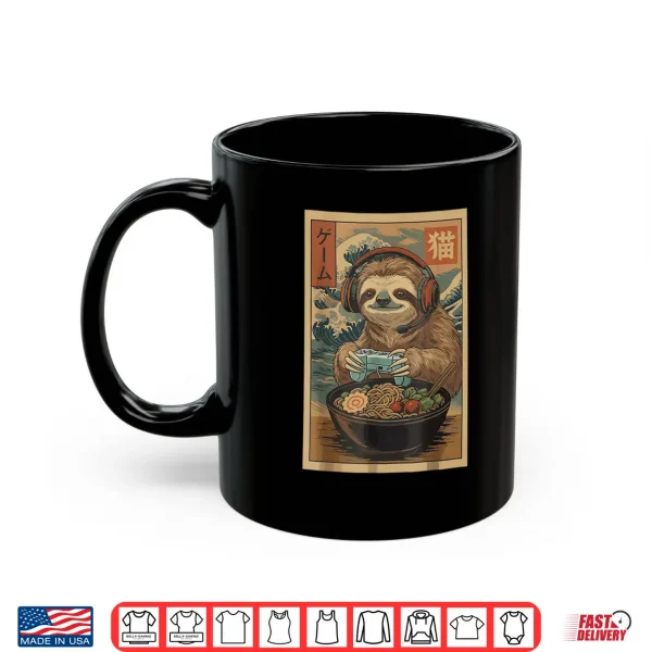 Mug Kawaii Japanese Ramen Sloth Retro Gaming Shirts for Men Shirt