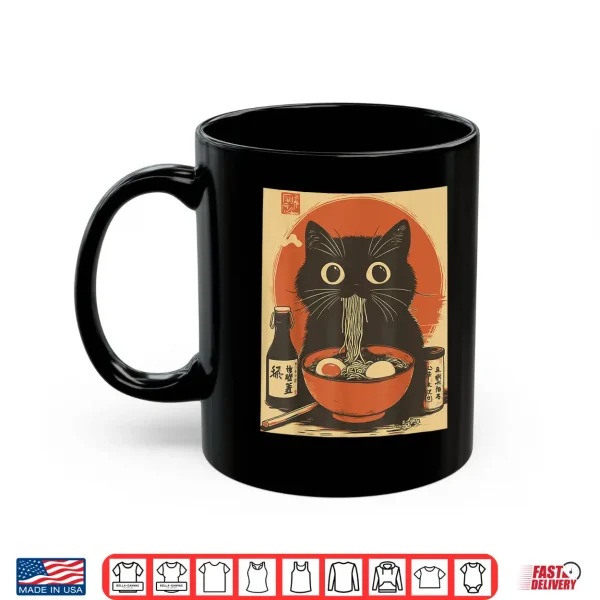 Mug Kawaii Noodles Soup Anime Japanese Ramen Cat Teens Girls Shirt
