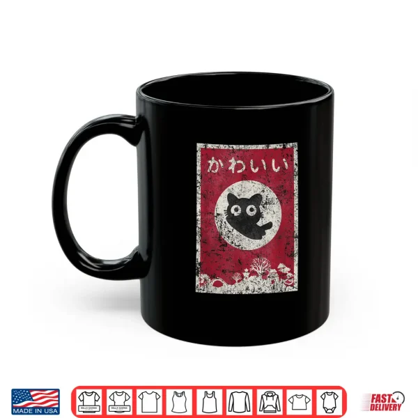 Mug Kawaii cat Japanese black anime cat T Shirt Shirt